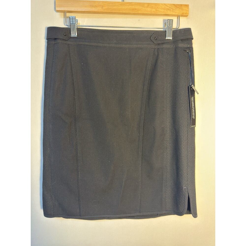 White House Black Market Pencil Skirt Black Stretch Textured Size 8 NWT